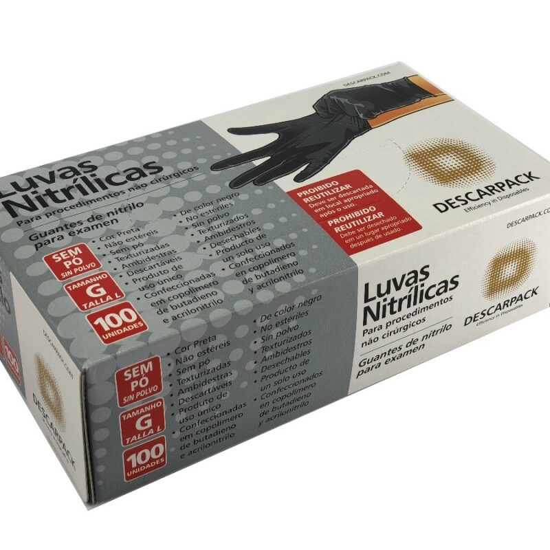 LUVA PROCED. MEDIA NITRILICA S/TALCO PRETA C/1