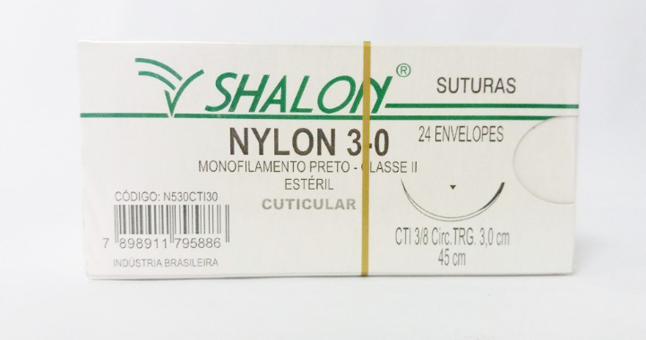 FIO NYLON 3-0 C/AG 3,0CM 3/8 CIRC 45CM C/24
