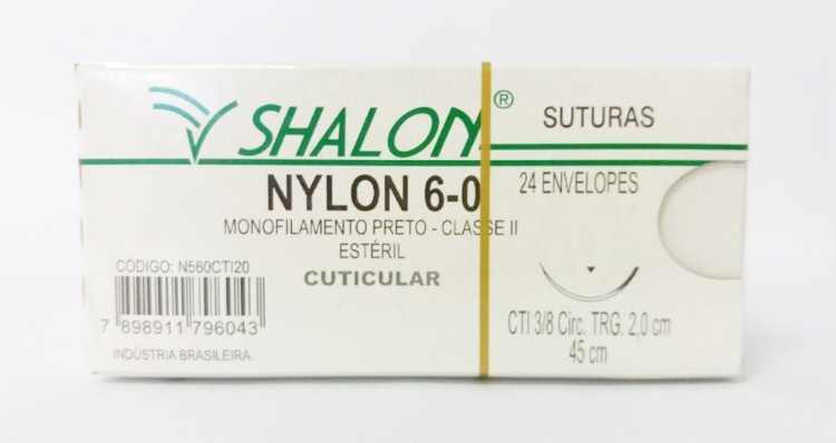 FIO NYLON 6-0 C/AG 2,0CM 3/8 CIRC 45CM C/24